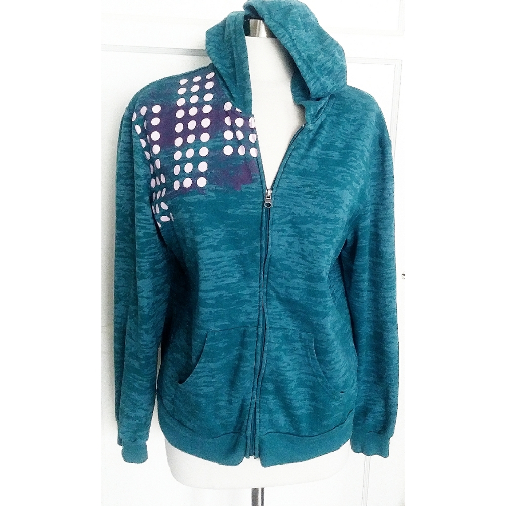 Mossimo Teal zip-up sweater with Hoodie